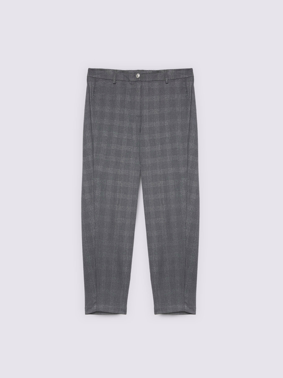 Balloon pants with checkered print and lurex thread