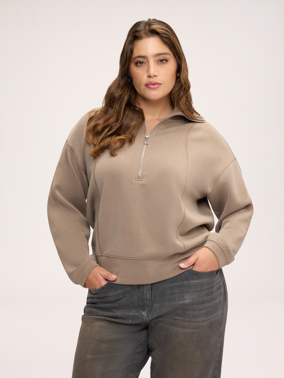 Sweat ferm&eacute; avec col montant et fermeture zipp&eacute;e