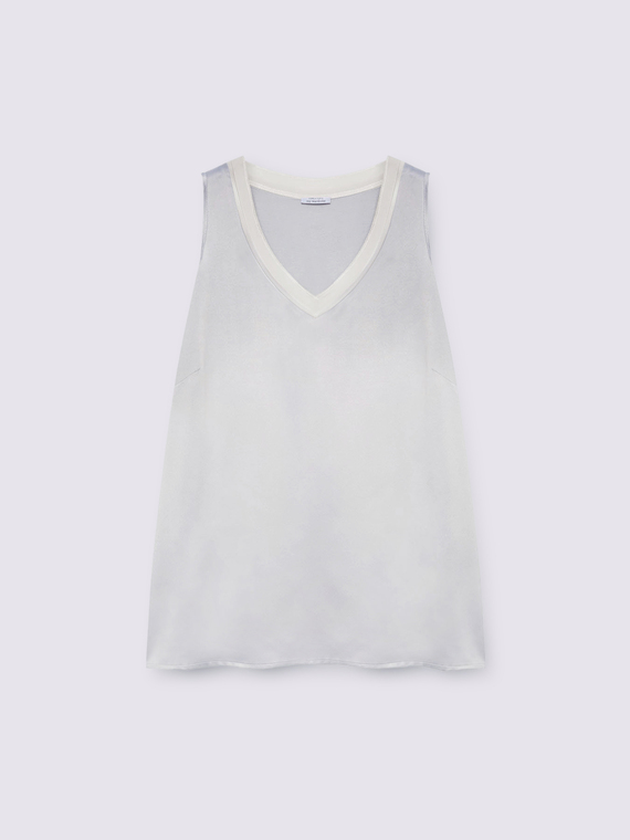 Top bimaterial con escote en V