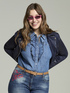 Camicia in denim con rouches image number 0