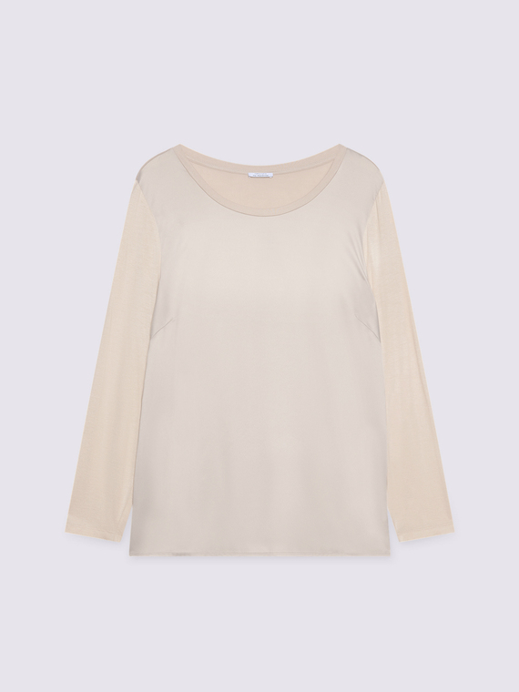 T-shirt bimaterica a maniche lunghe - vista alternativa | Fiorella Rubino