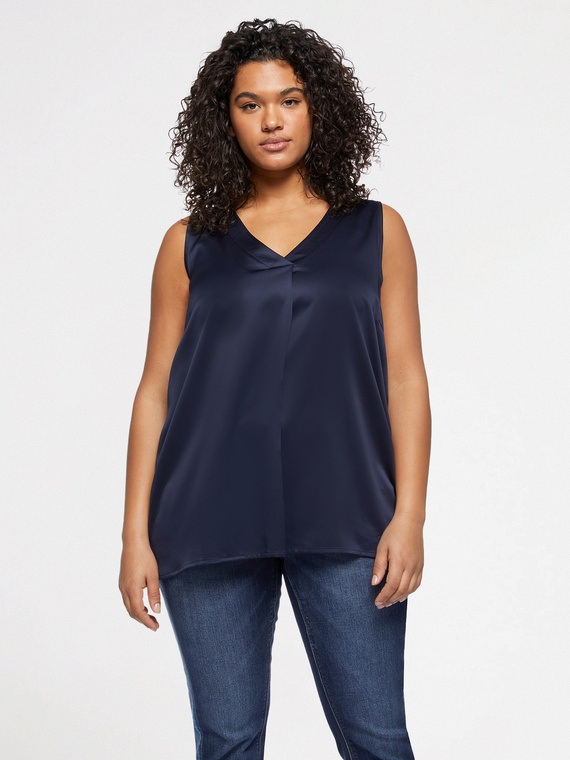 Fiorella Rubino - Top con piega davanti Donna, Blu Taglia: S (48-50 IT)