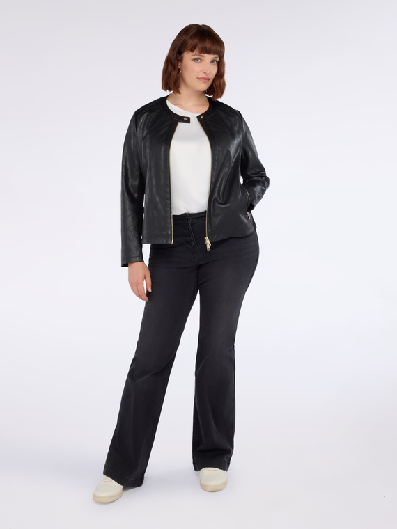 Biker jacket with light points and stretch fabric parts