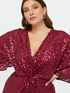 All over burgundy sequin dress image number 2