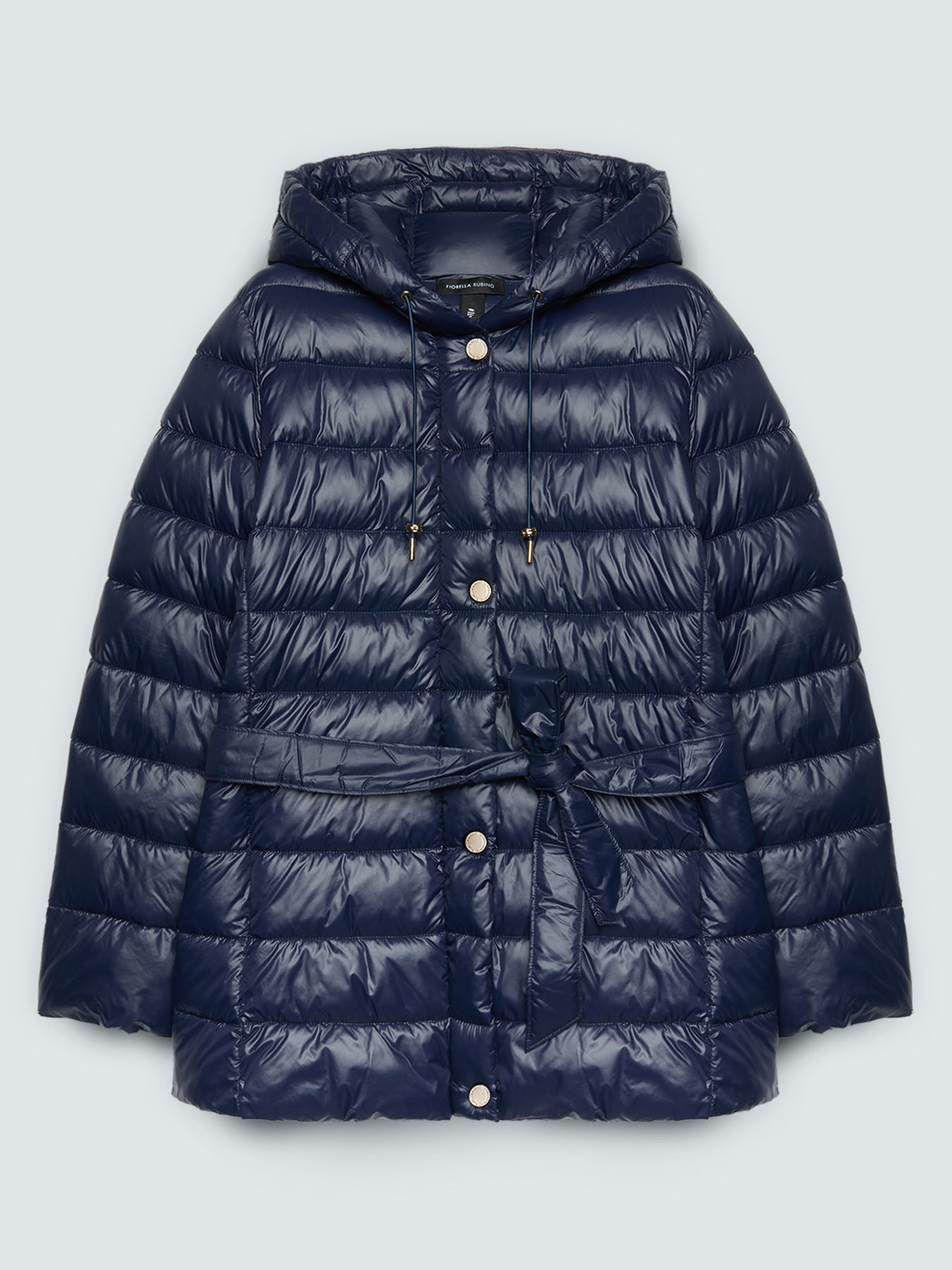 Quilted puffer jacket with tie belt image number 4