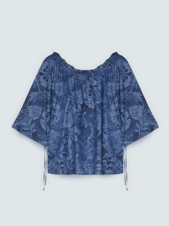 Bluse aus Chambray mit Blumendruck