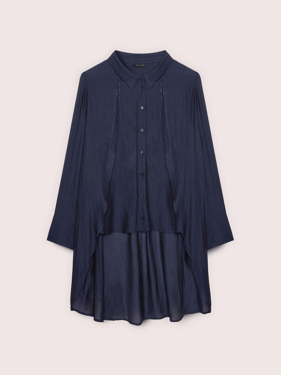 Georgette shirt with double-layer draping