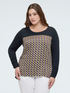 Bi-material t-shirt with optical print image number 0