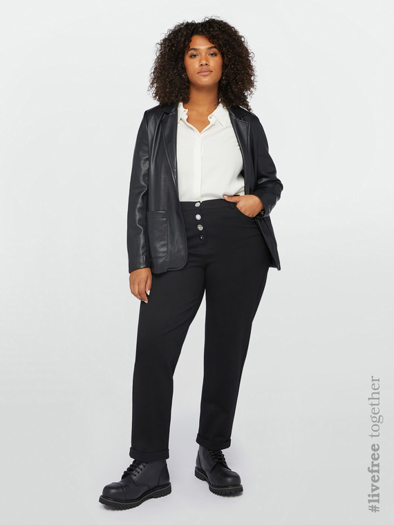 Fiorella Rubino - Pantaloni dritti in viscosa LENZING™ ECOVERO™ Donna, Nero Taglia: XL (60-62 IT)