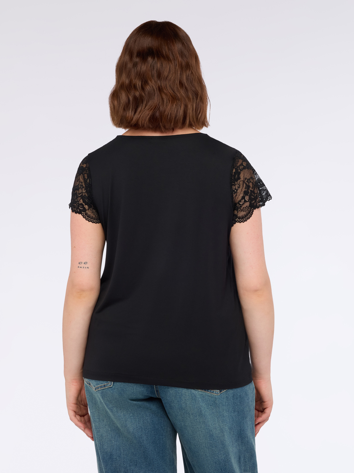 T-Shirt aus Jersey mit Spitzeneinsatz image number 1
