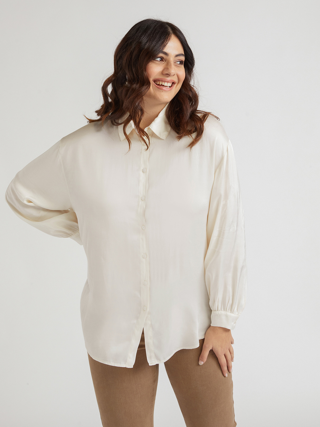 Camicia in raso di viscosa image number 0