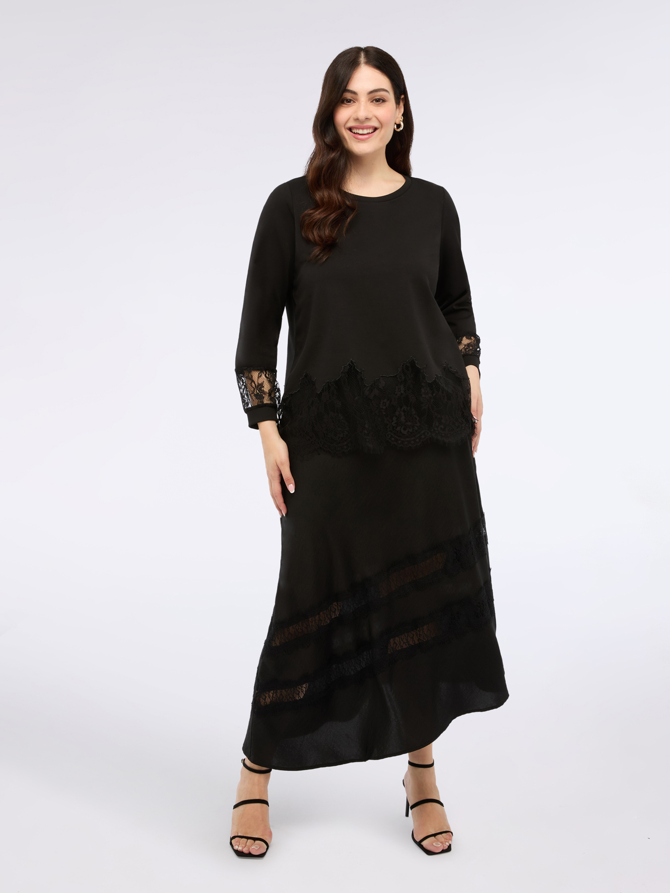 Sweatshirt with lace inserts image number 2