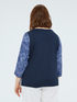 Blusa bimaterico&igrave;a con stampa lerrering image number 1
