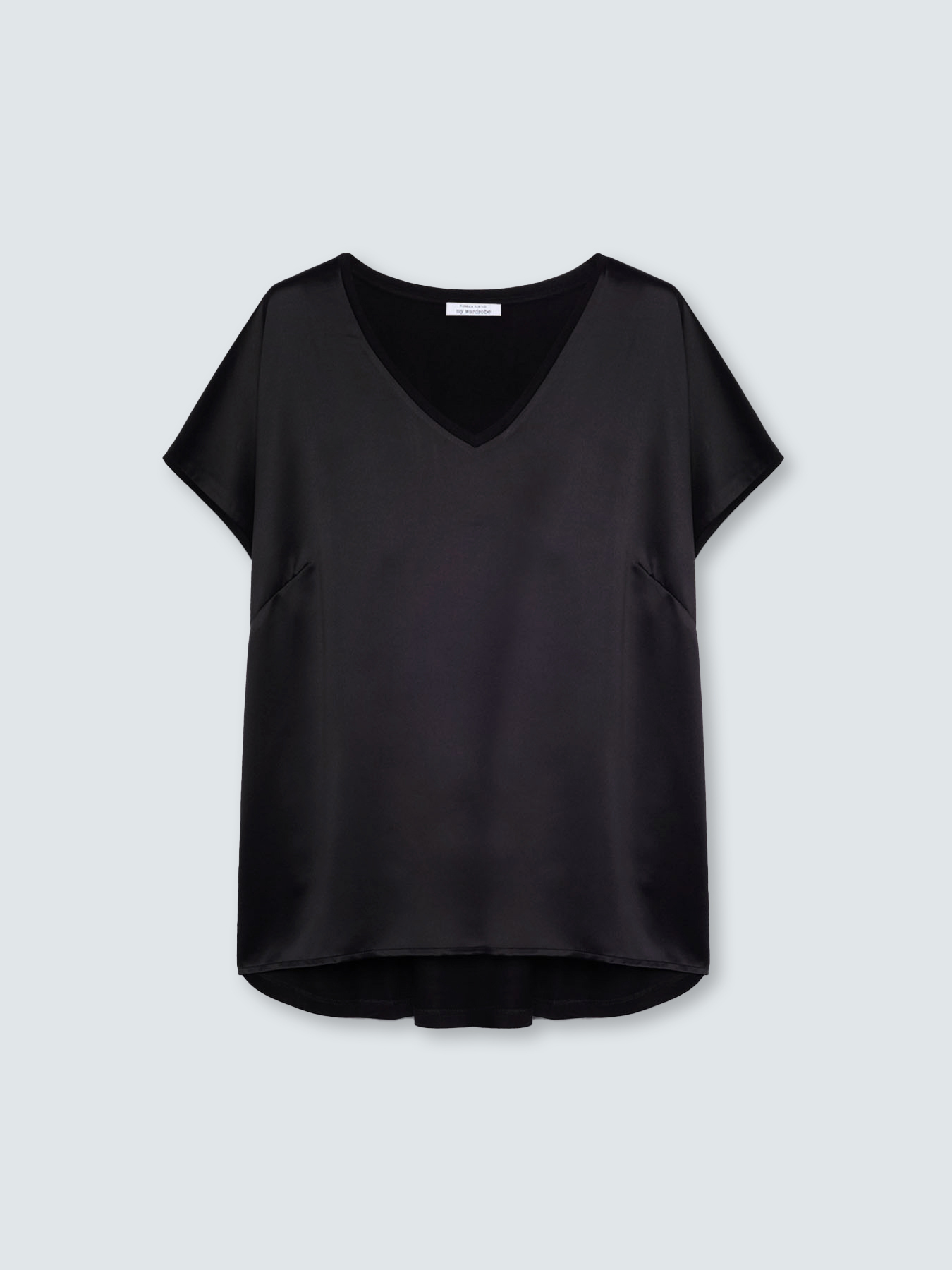 Two-material V-neck T-shirt image number 0