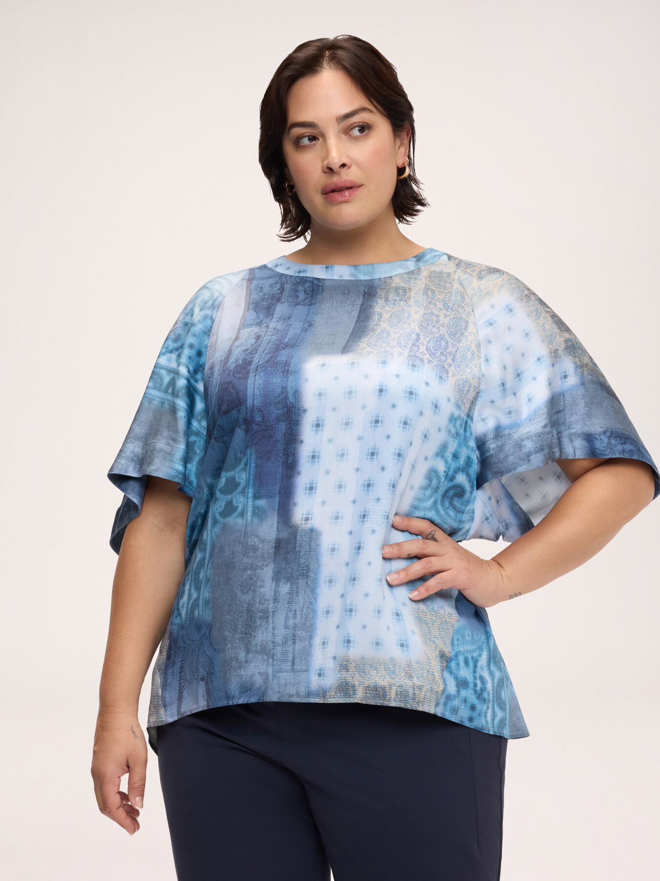 Viscose blouse with patchwork print image number 0
