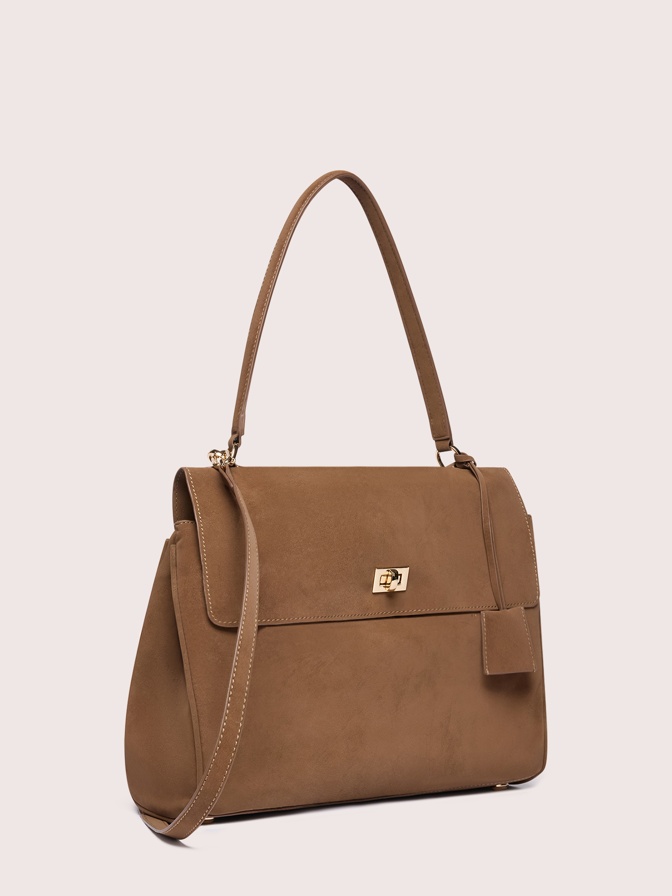 Handbag with front pocket and rigid handle image number 3