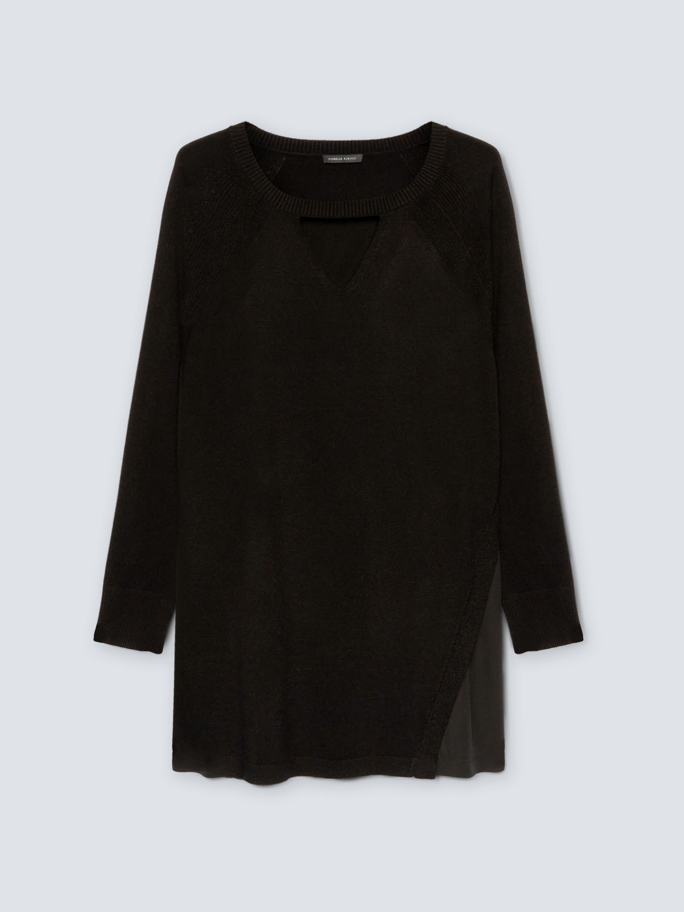 Maglia lunga con inserti in tessuto image number 4