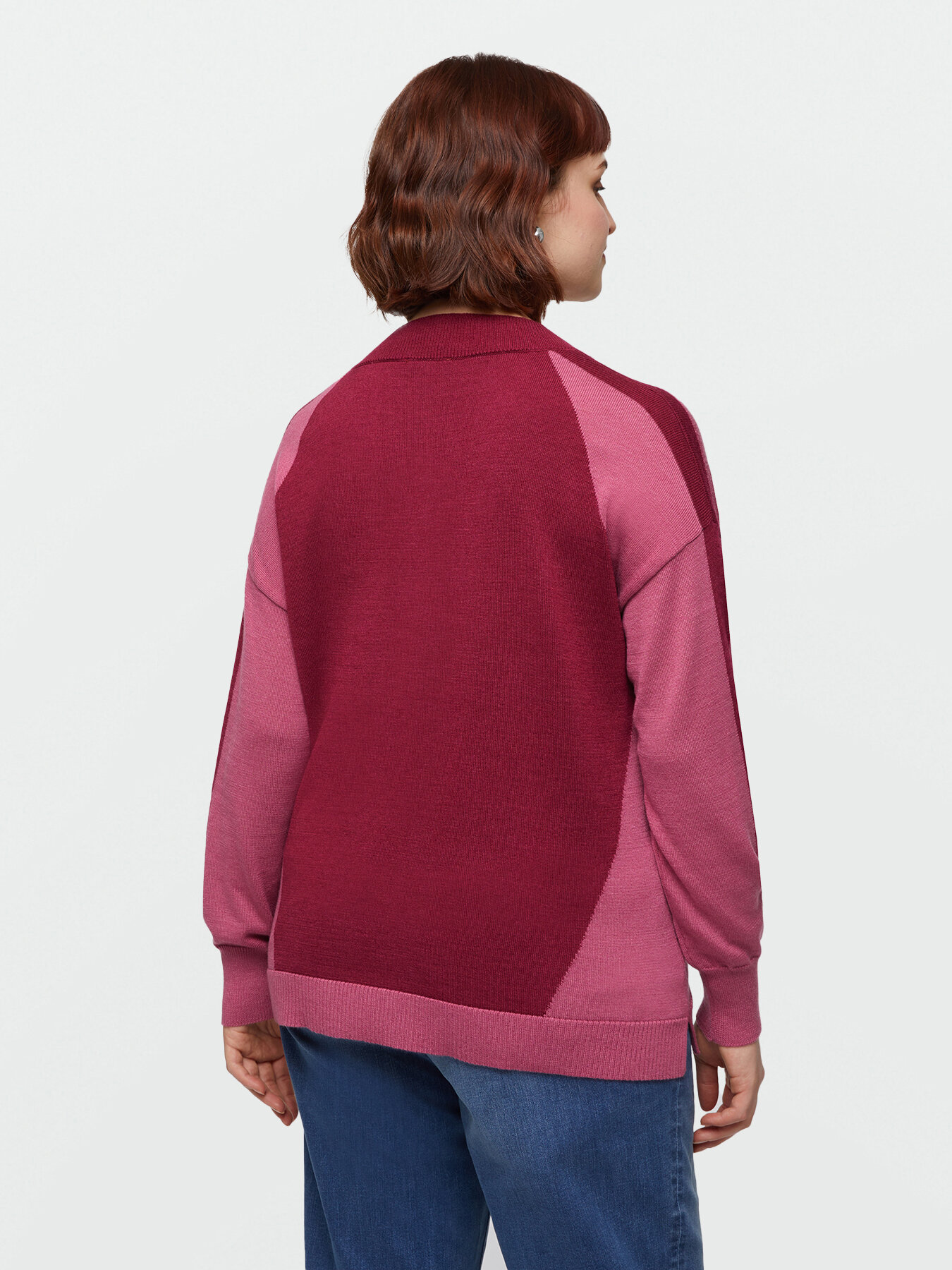 Block colour jumper with V-neck image number 1