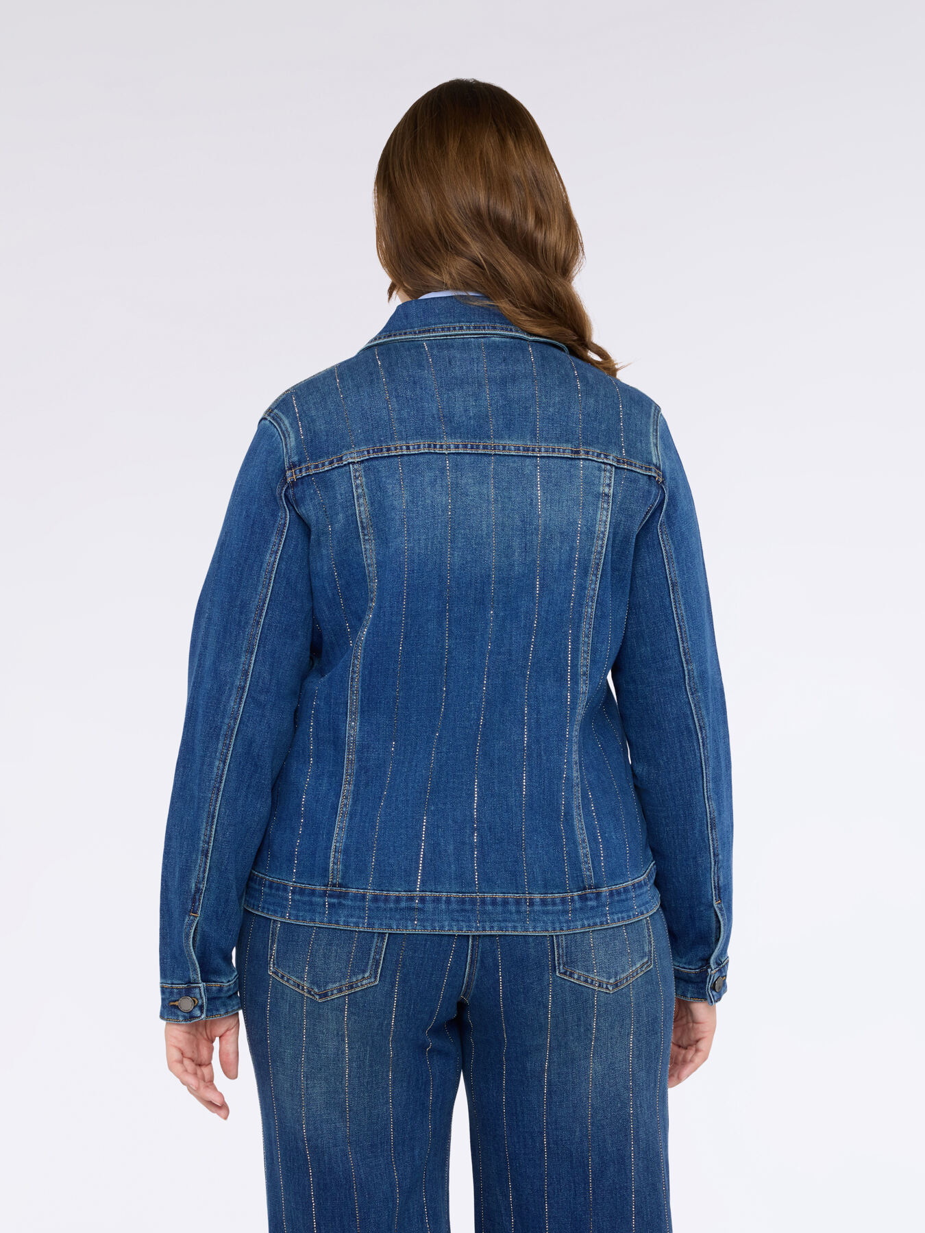 Chaqueta vaquera con rayas de estr&aacute;s image number 1