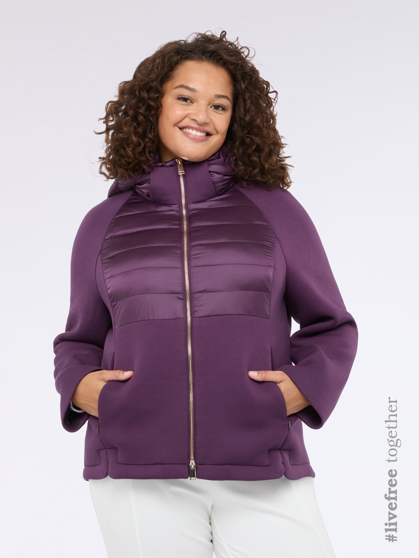 Lightweight dual-material down jacket image number 0