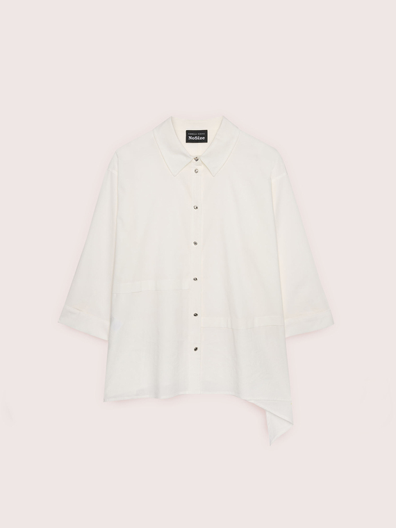 Chemise en m&eacute;lange de coton avec ourlet asym&eacute;trique