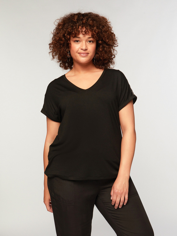 Fiorella Rubino T-shirt con bordo ricamato Donna