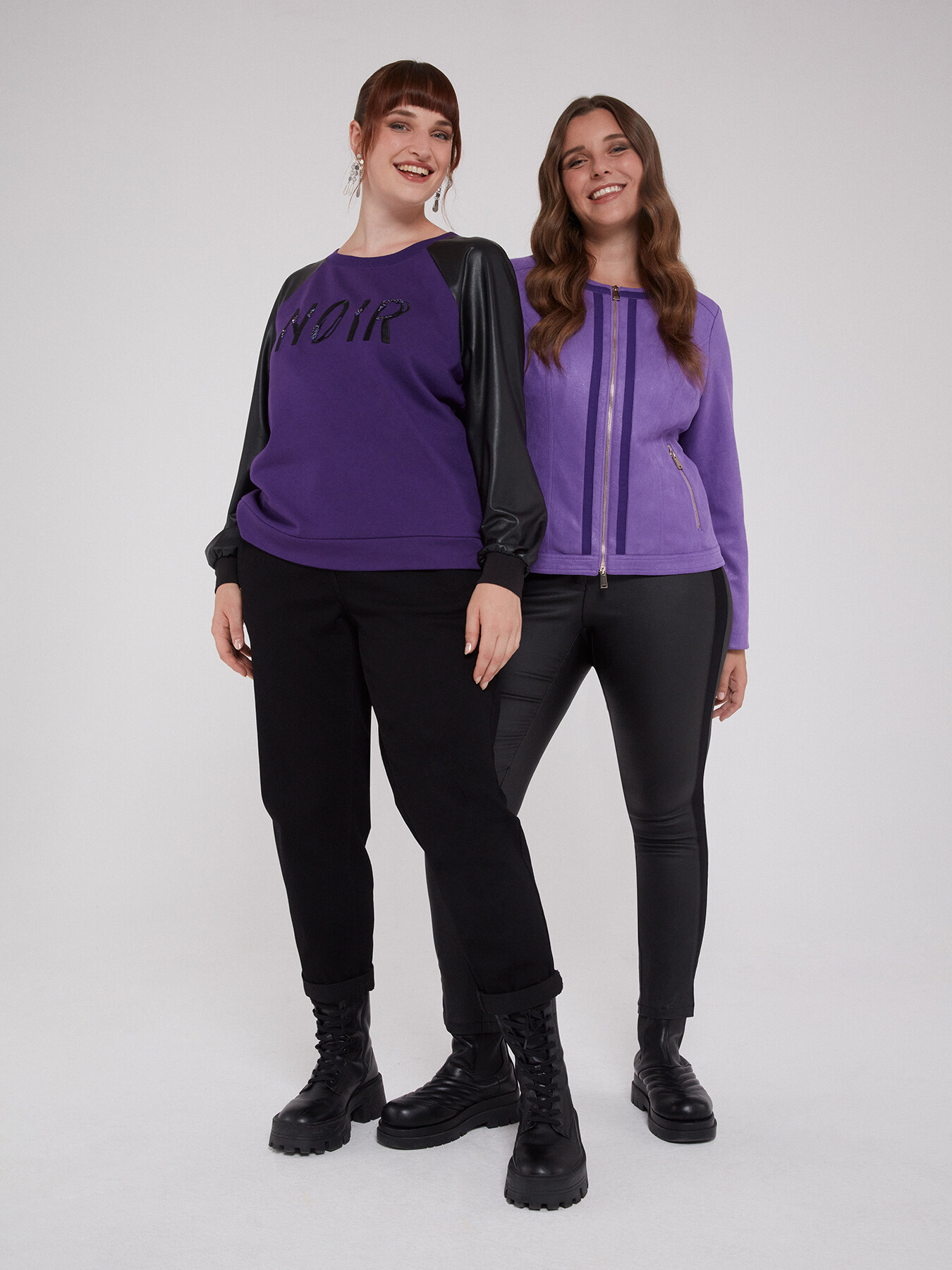 Dual-fabric embroidered sweatshirt image number 2