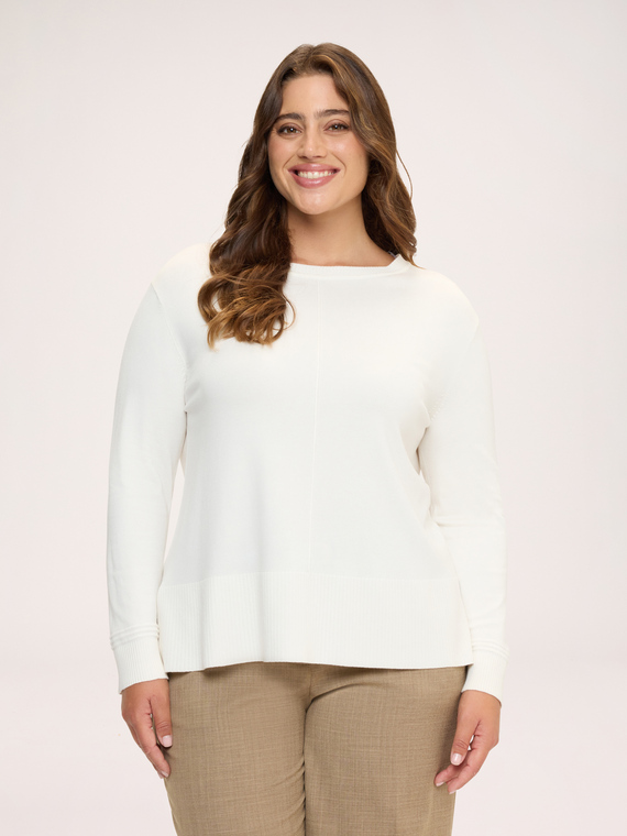 Viscose blend sweater with boat neckline