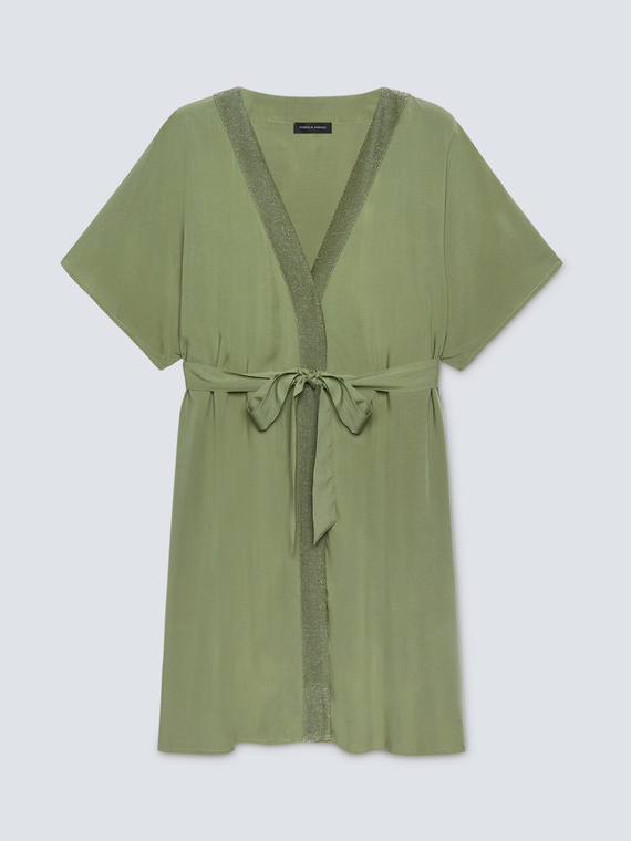 Long blouse with belt in ECOVERO™ viscose