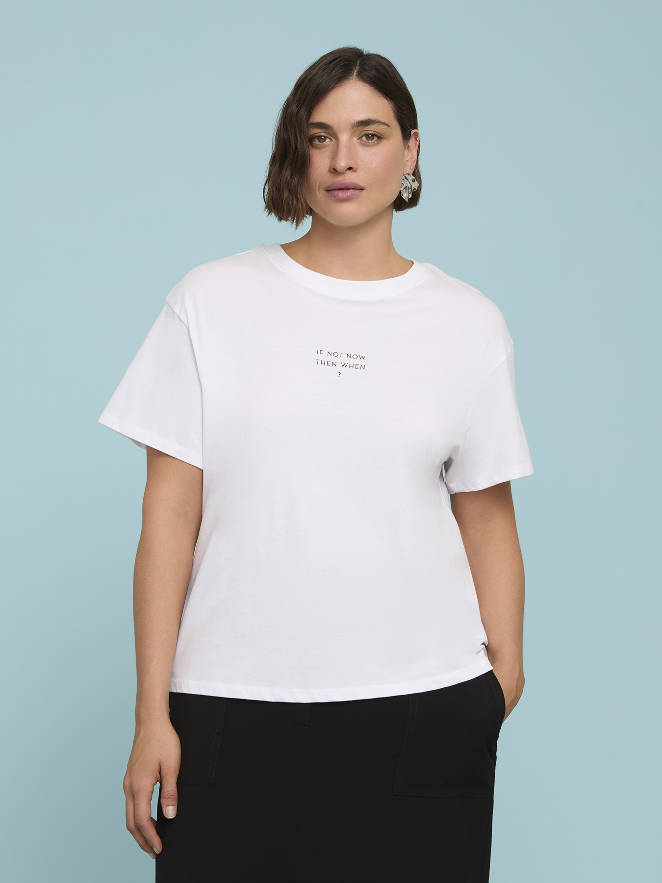 T-shirt en jersey de coton avec inscription motivante image number 0