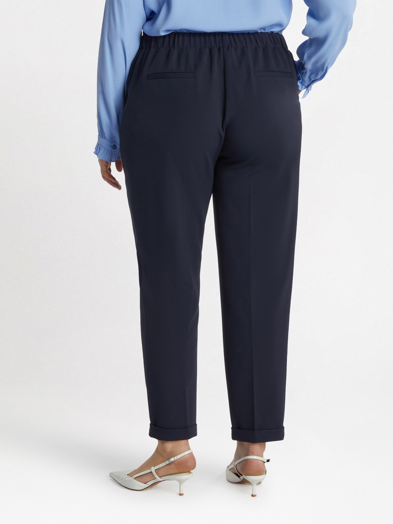 Crepe scuba fabric carrot fit trousers image number 2