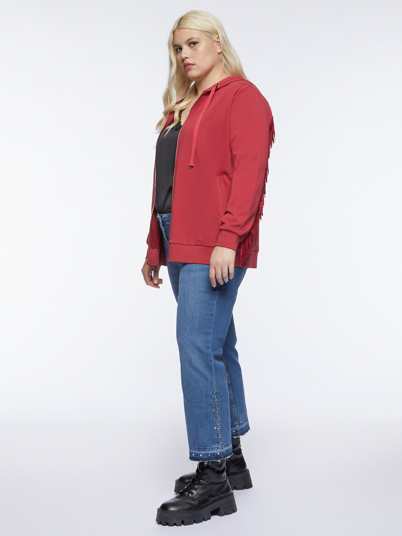 Cropped jeans with studs at the hem image number 3