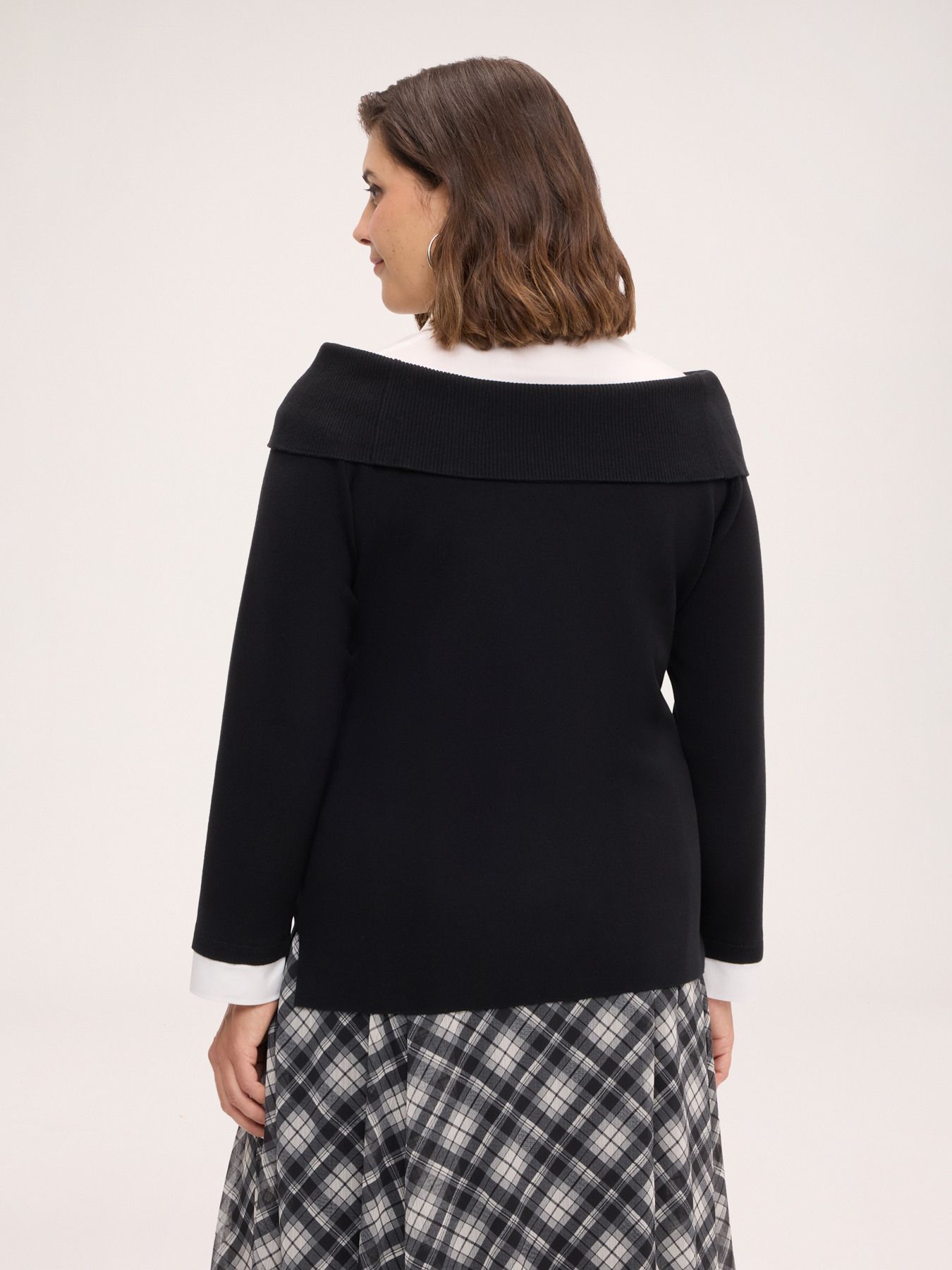 Sweater with shirt-effect insert image number 1
