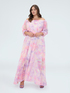 Long off-shoulder dress with gradient print image number 1