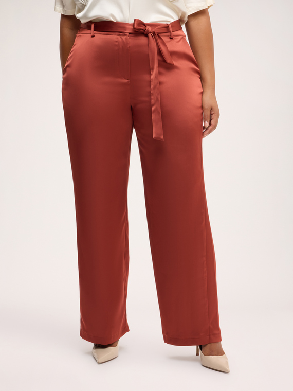 Satin trousers with belt