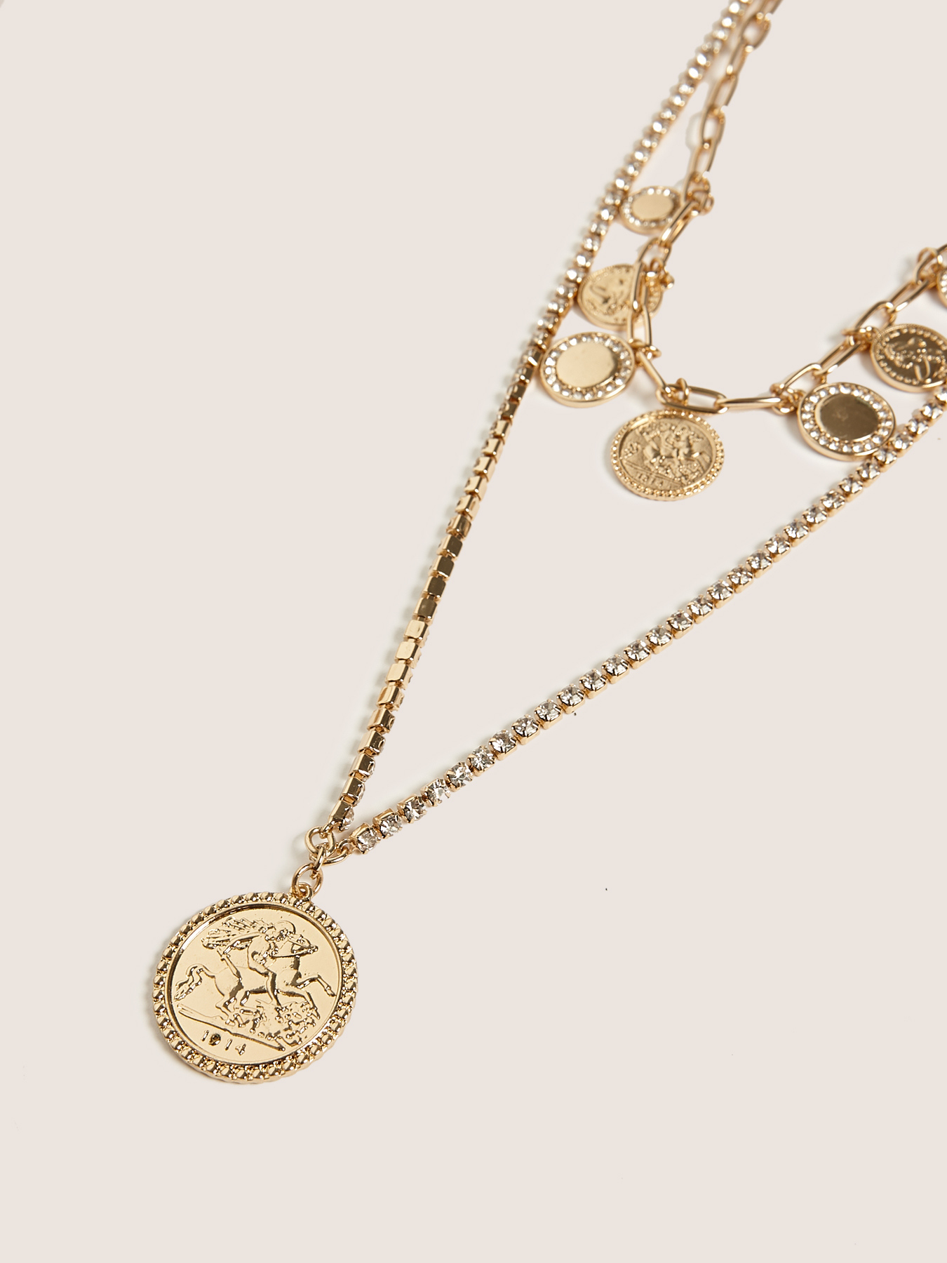 Collar de varios hilos con colgantes redondos image number 1