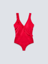 Red one-piece swimsuit with ruffles image number 4