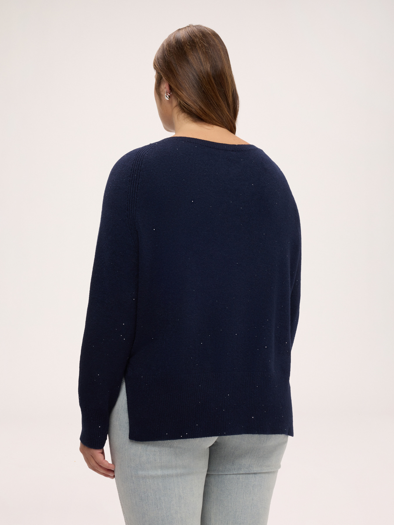Pull col rond &agrave; micro-paillettes image number 1