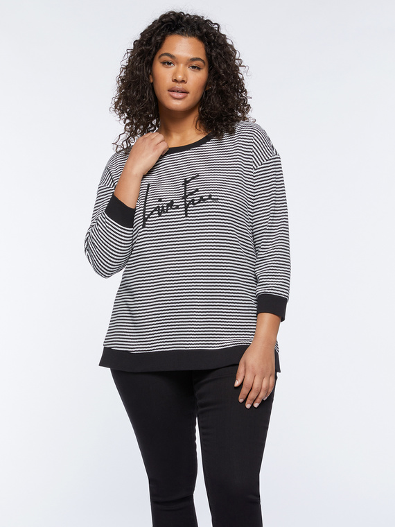 Striped T-shirt with lettering