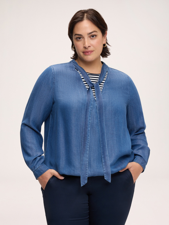 Tencel blouse with tie detail