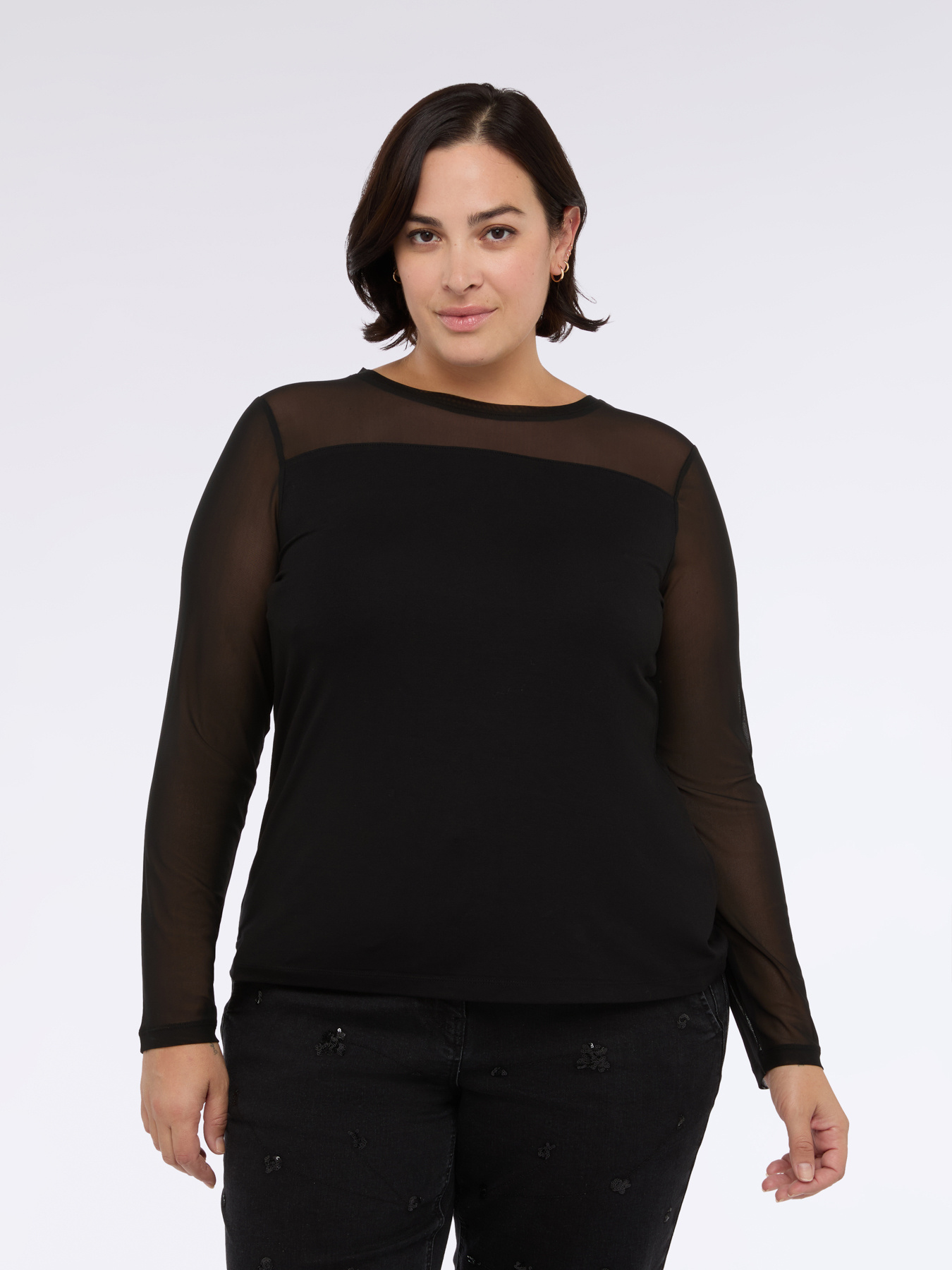 T-shirt in jersey e tulle image number 2