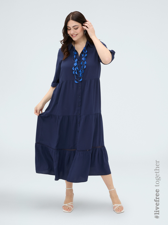 Long viscose shirt dress