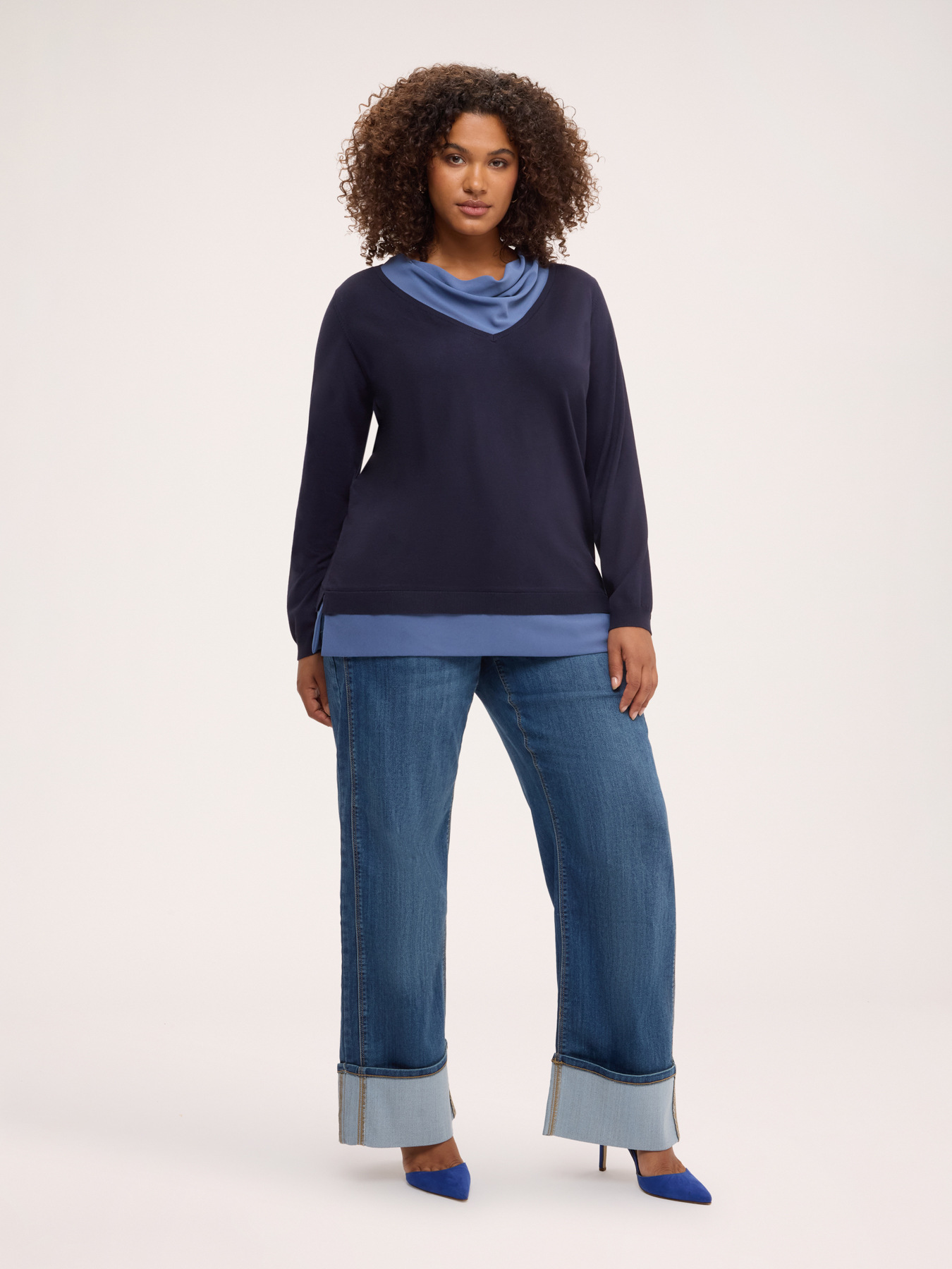 Strickpullover mit kontrastierender Drapierung image number 2