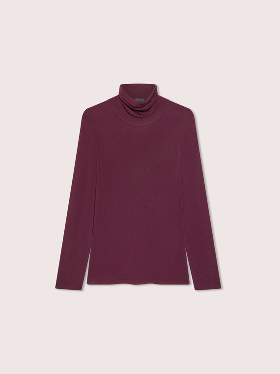 T-shirt col roul&eacute; second skin en m&eacute;lange de cachemire