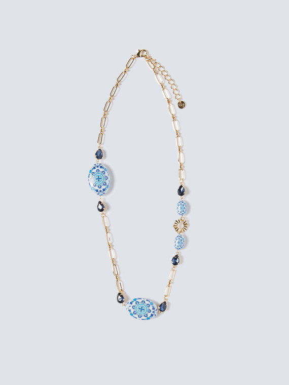 Necklace with printed pendants