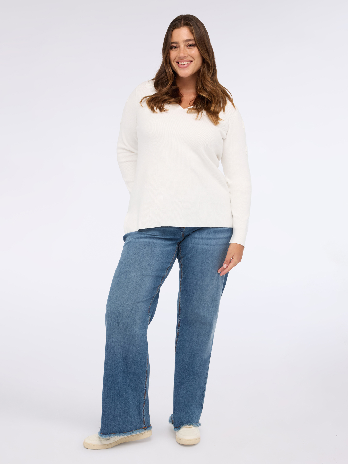 V-neck sweater with floral embroidery image number 2