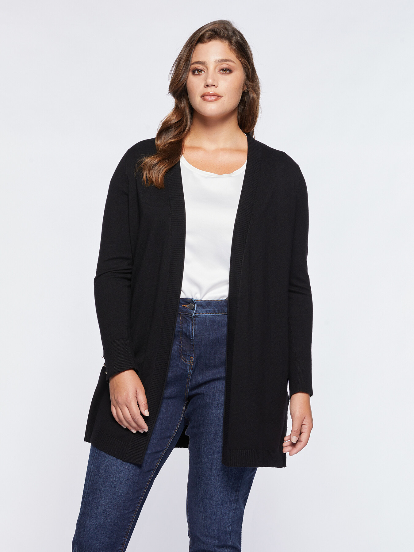 Long open front cardigan image number 0