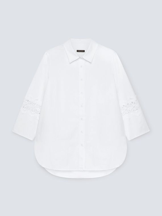 Shirt with macramé trims