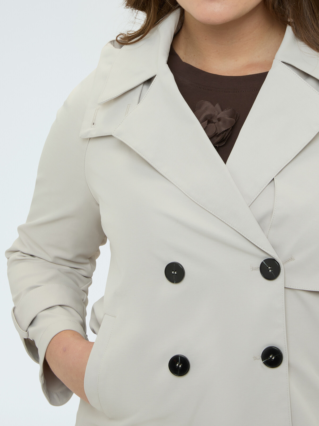 Kurzer zweireihiger Trenchcoat image number 3