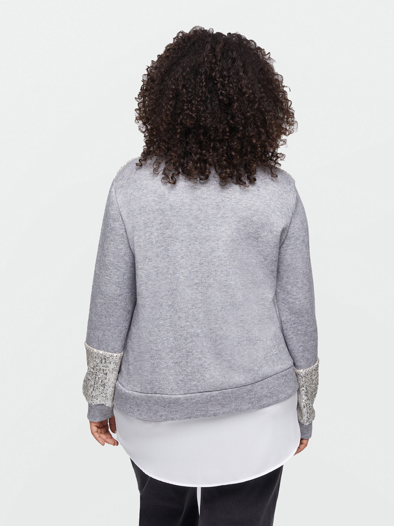 Sweatshirt with sequins and fabric insert image number 1